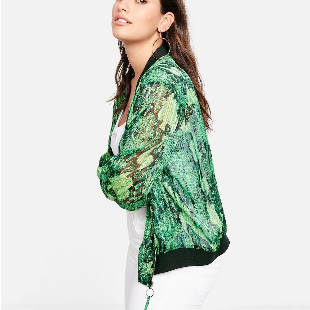 violeta by mango green snakeskin bomber